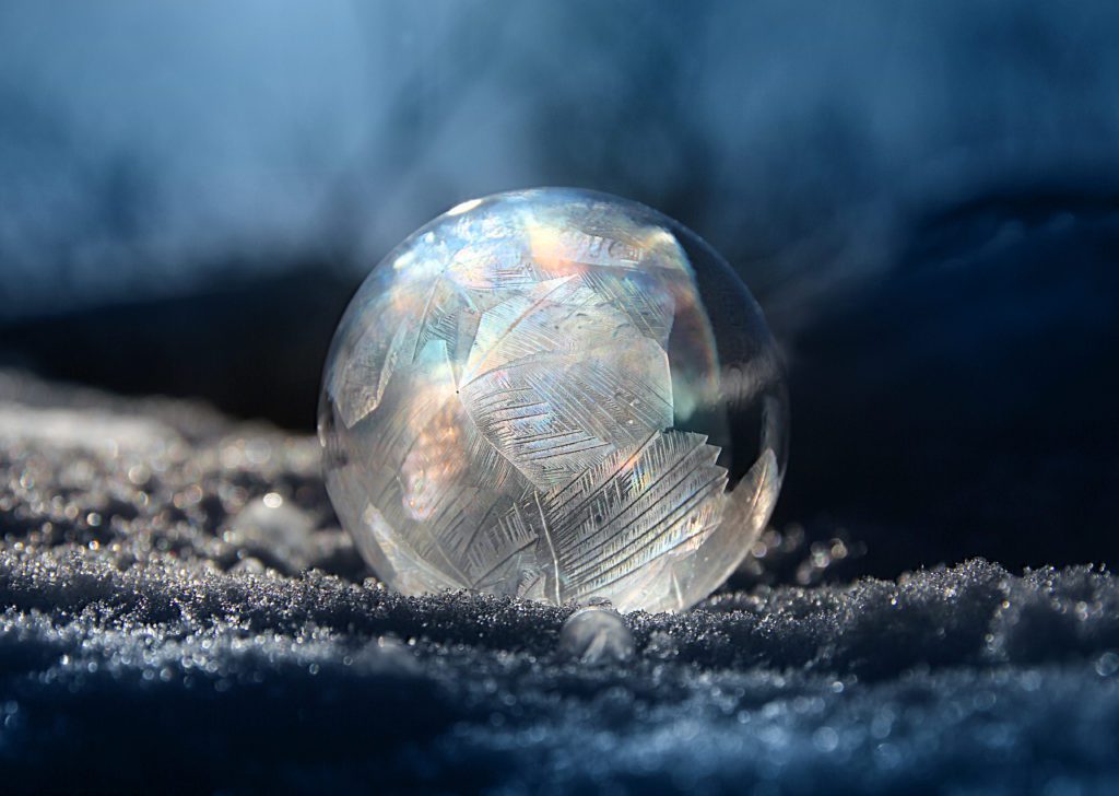 bevroren zeepbellen fotograferen